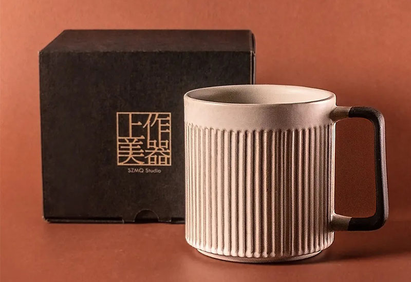 上作美器 粉引白-直紋馬克杯550ml